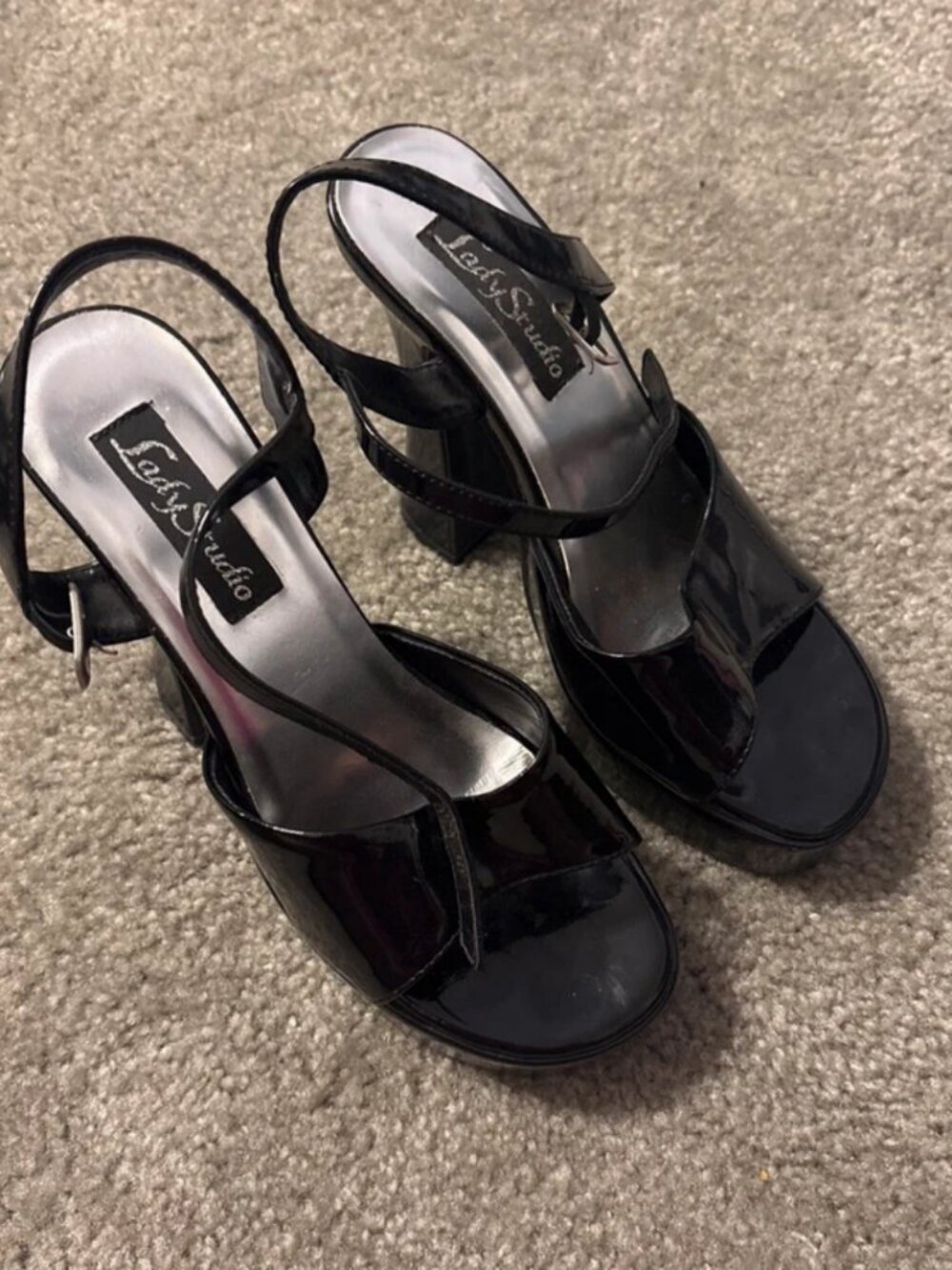 Lady studio Black Patent Leather Heels
